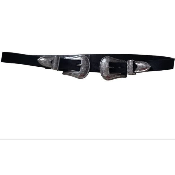 Gorgeous Double Buckle Velvet Leather S/M 89cm Filigree‎ Western Belt main image 6